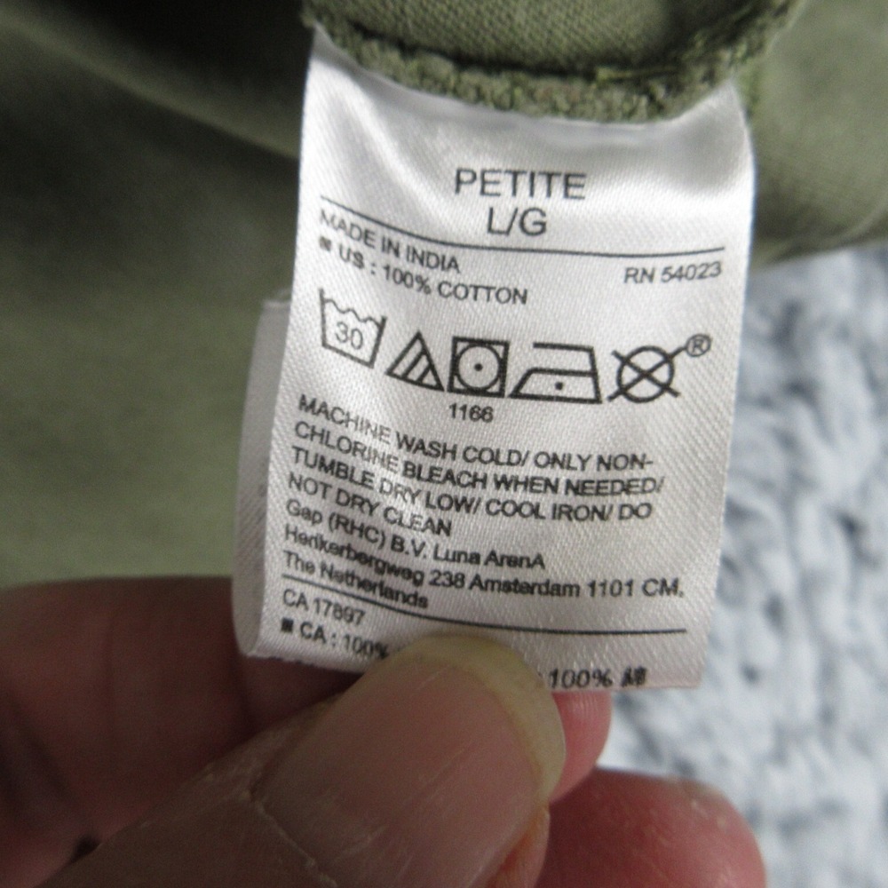 Banana Republic Dress Womens Petites Large Green Cuffed Collared Shift Pockets - Picture 9 of 13